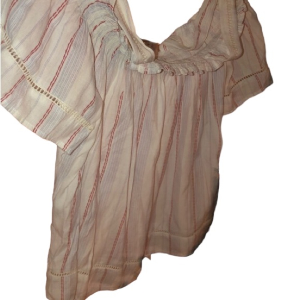 Forever 21 size medium white striped cold shoulder top